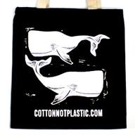 Cartone - Borsa in Cotone Nera 38x42cm - Balene