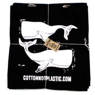 Cartone - Borsa in Cotone Nera 38x42cm - Balene