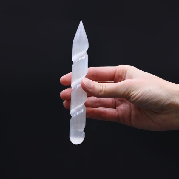 Bacchetta in Selenite a Spirale - 16 cm (una Punta)