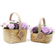 Cestino di Vimini - Fiori Rosa Sapone - Medio