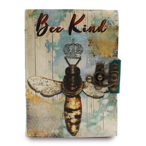 Block Notes in Pelle - "Bee Kind" - Copertina Consumata  - 7x5
