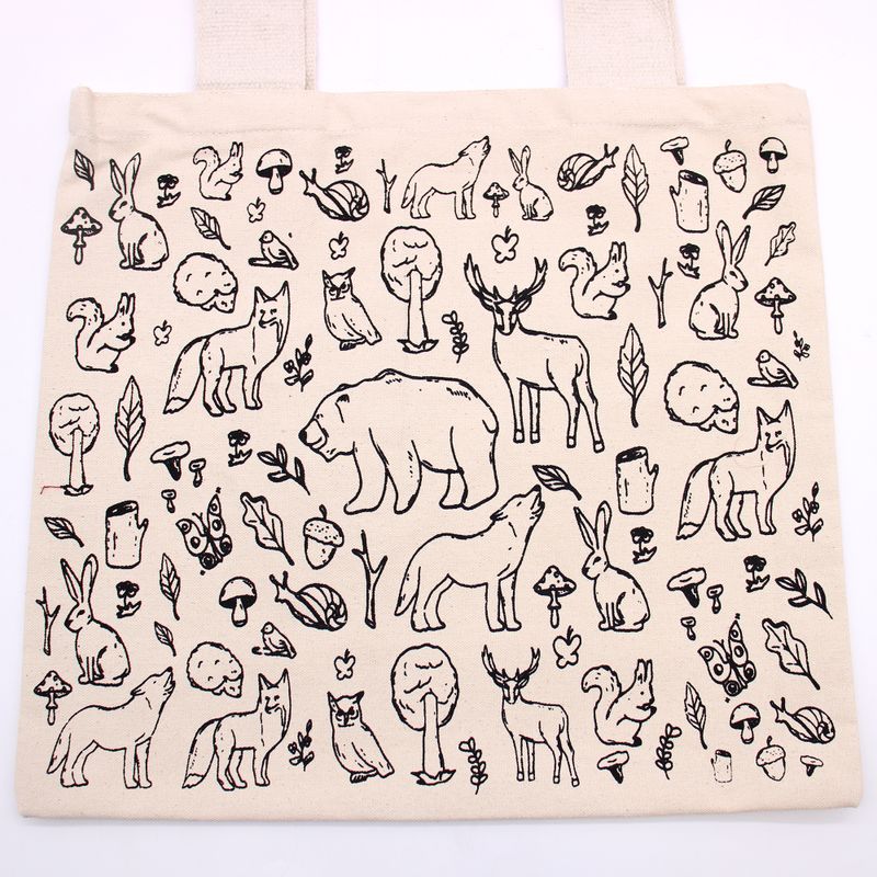 Borsa in Cotone Grande - 38x42cm - Animali della Foresta
