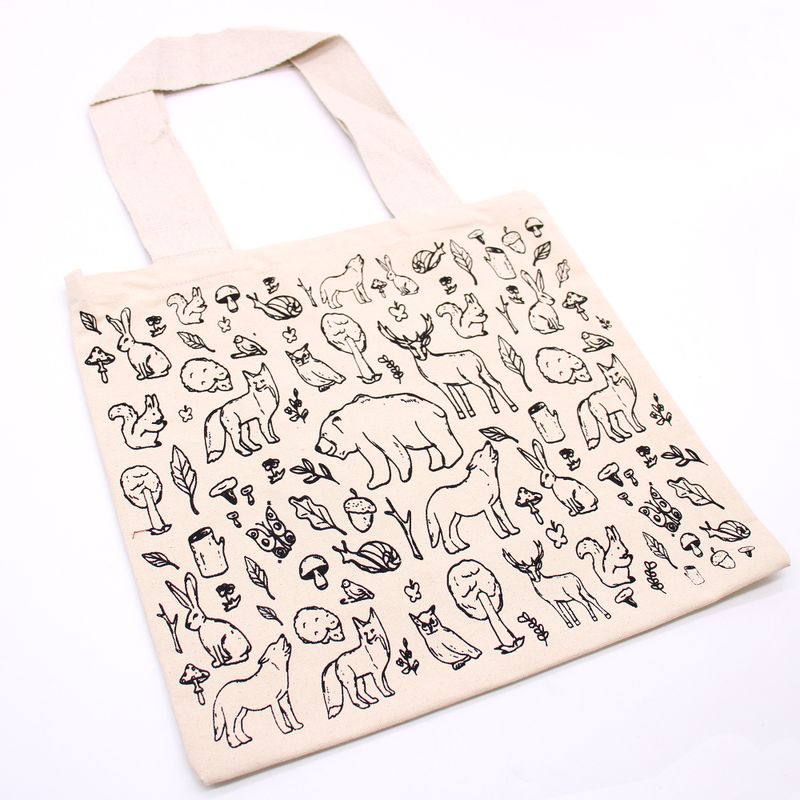Borsa in Cotone Grande - 38x42cm - Animali della Foresta