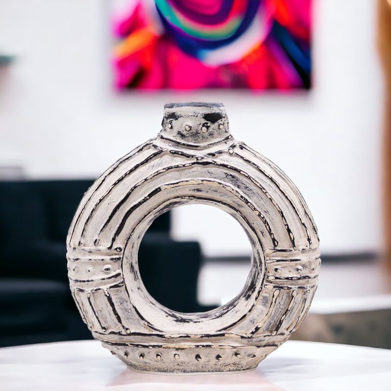 Vaso a Ciambella Rotondo - Crema 18cm