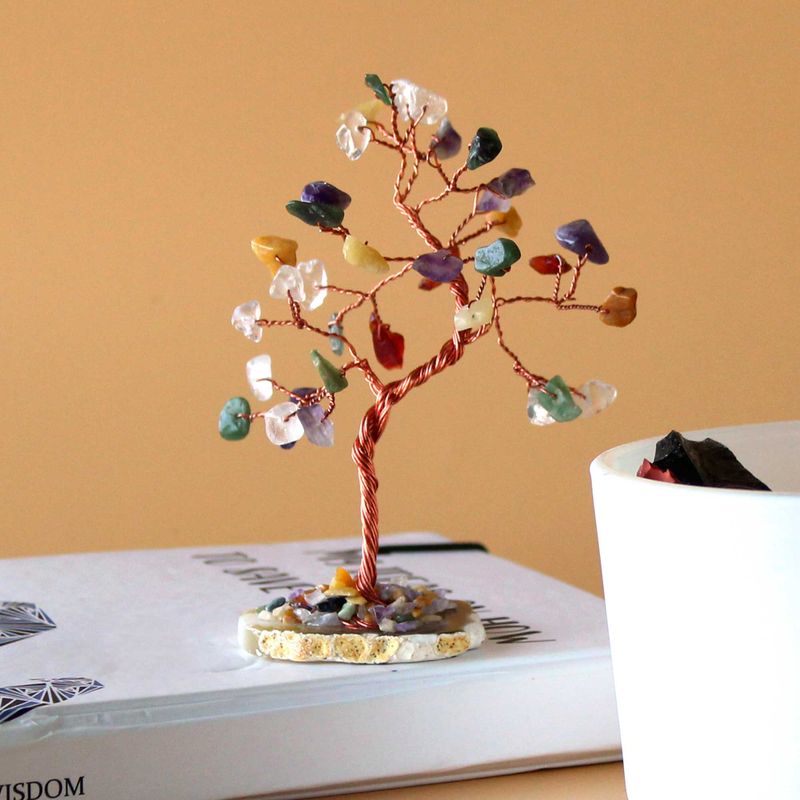 Albero di Gemme - 35 Pietre Multicolore su Base Agata