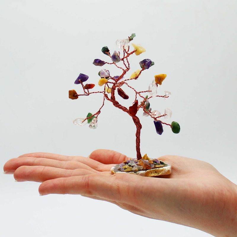 Albero di Gemme - 35 Pietre Multicolore su Base Agata
