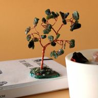 Albero di Gemme - 35 Pietre Avventurina Verde su Base Agata Verde