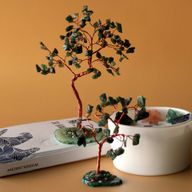 Albero di Gemme - 35 Pietre Avventurina Verde su Base Agata Verde