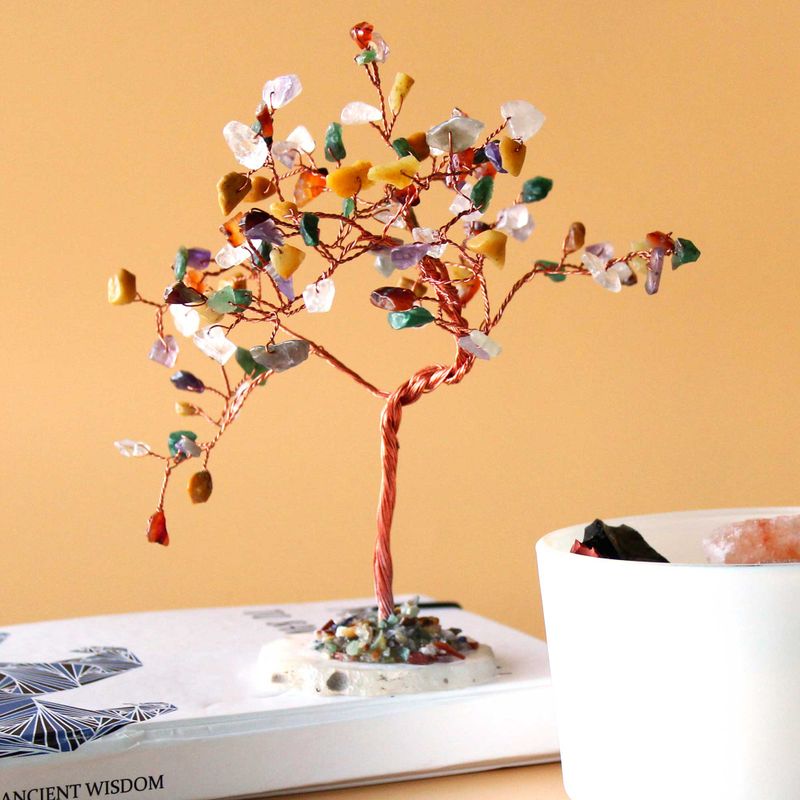 Albero di Gemme - 100 Pietre Multicolore su Base Agata