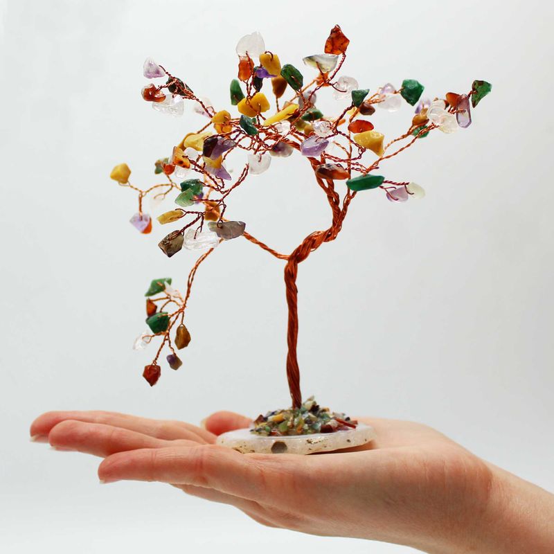 Albero di Gemme - 100 Pietre Multicolore su Base Agata