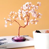 Albero di Gemme - 100 Pietre Quarzo Rosa su Base Agata Rosa