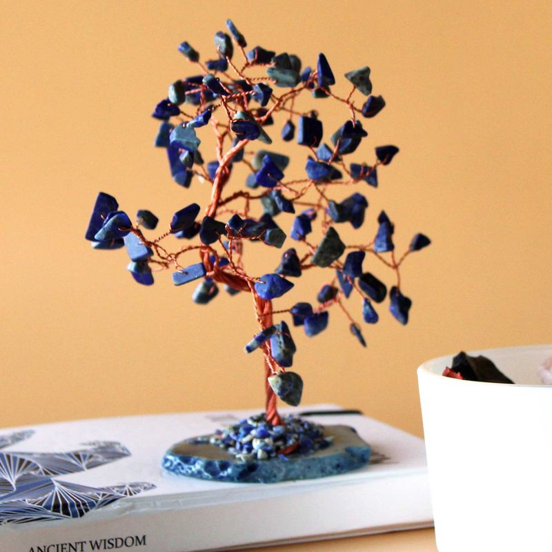 Albero di Gemme - 100 Pietre Lapislazzuli su Base Agata Blu