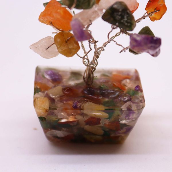 Mini Alberi di Gemme Base in Orgonite 15 Pietre - Multicolore