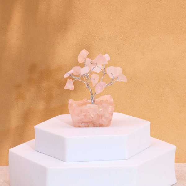 Mini Alberi di Gemme Base in Orgonite 15 Pietre - Quarzo Rosa