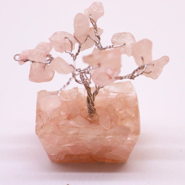 Mini Alberi di Gemme Base in Orgonite 15 Pietre - Quarzo Rosa