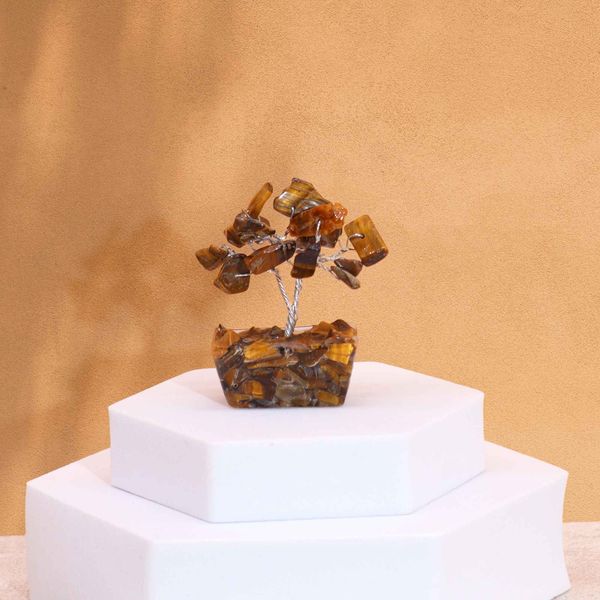 Mini Alberi di Gemme Base in Orgonite 15 Pietre - Occhio di Tigre
