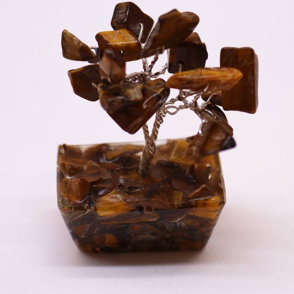 Mini Alberi di Gemme Base in Orgonite 15 Pietre - Occhio di Tigre