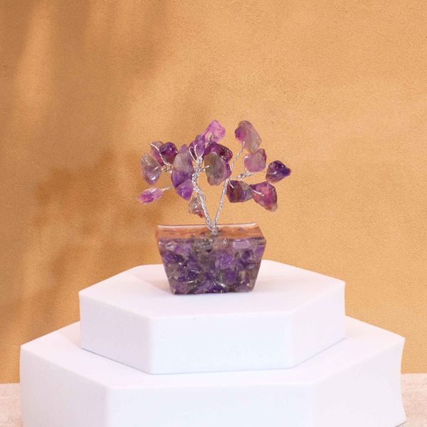 Mini Alberi di Gemme Base in Orgonite 15 Pietre - Ametista