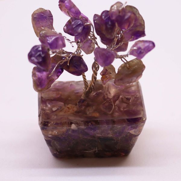 Mini Alberi di Gemme Base in Orgonite 15 Pietre - Ametista