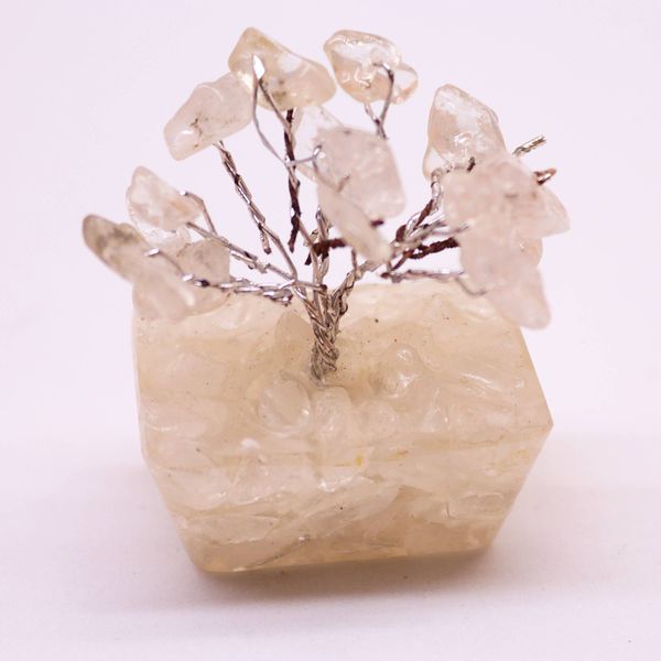 Mini Alberi di Gemme Base in Orgonite 15 Pietre - Quarzo di Rocca