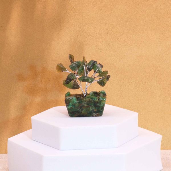Mini Alberi di Gemme Base in Orgonite 15 Pietre - Avventurina Verde