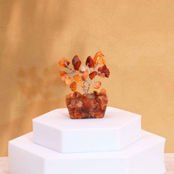 Mini Alberi di Gemme Base in Orgonite 15 Pietre - Corniola