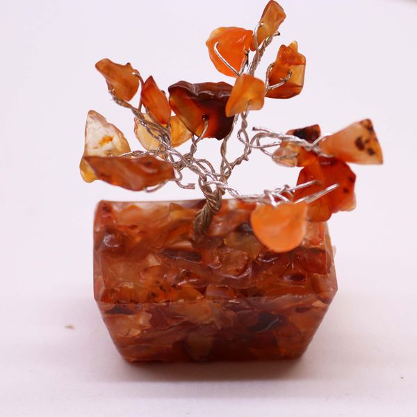 Mini Alberi di Gemme Base in Orgonite 15 Pietre - Corniola