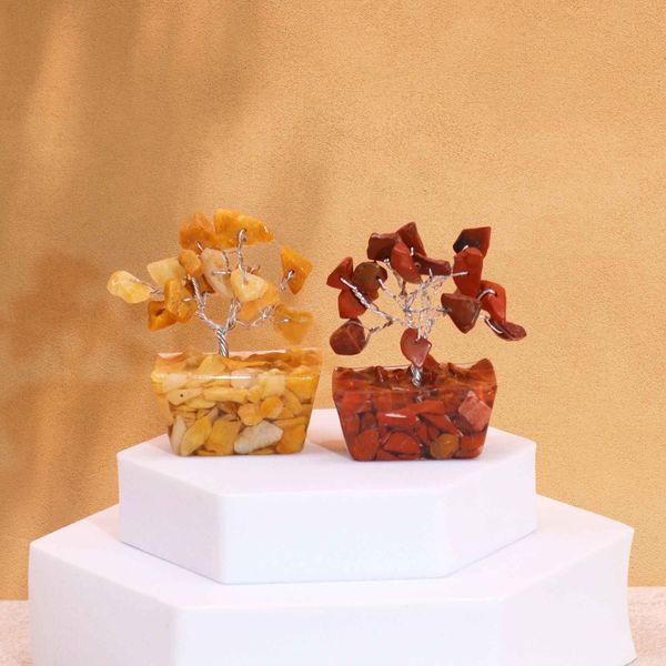 Mini Alberi di Gemme Base in Orgonite 15 Pietre - Mix Assortito