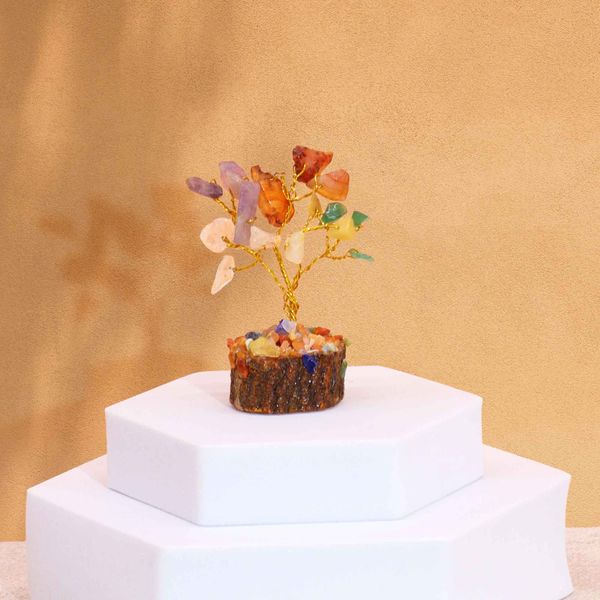 Mini Alberi di Gemme Base in Legno 15 Pietre - Multicolore
