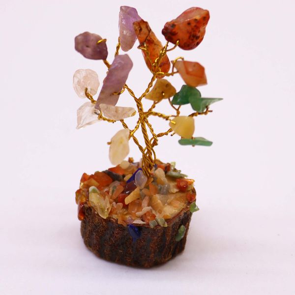 Mini Alberi di Gemme Base in Legno 15 Pietre - Multicolore