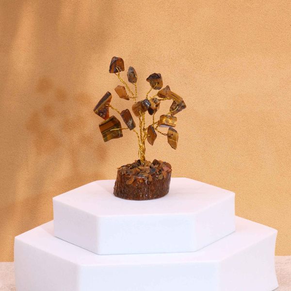 Mini Alberi di Gemme Base in Legno 15 Pietre - Occhio di Tigre