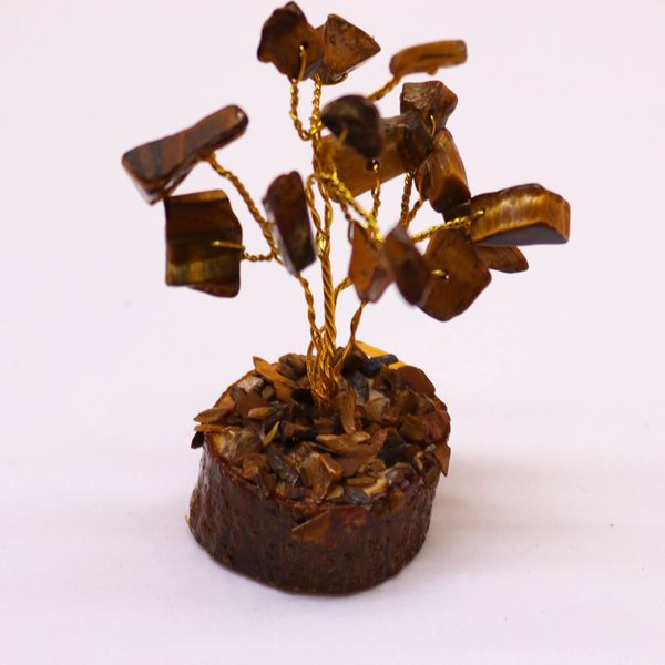 Mini Alberi di Gemme Base in Legno 15 Pietre - Occhio di Tigre