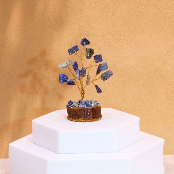 Mini Alberi di Gemme Base in Legno 15 Pietre - Sodalite