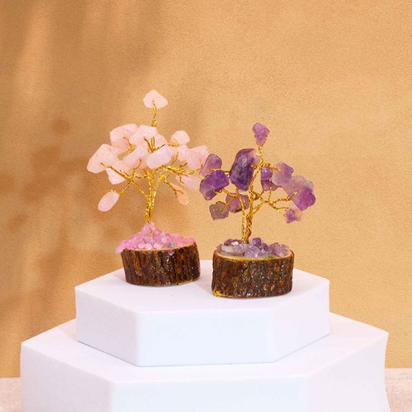 Mini Alberi di Gemme Base in Legno 15 Pietre - Mix Assortito