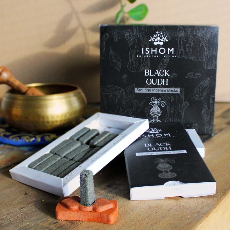 Set 15 Mattoncini di Incenso e Supporto - Oudh Nero