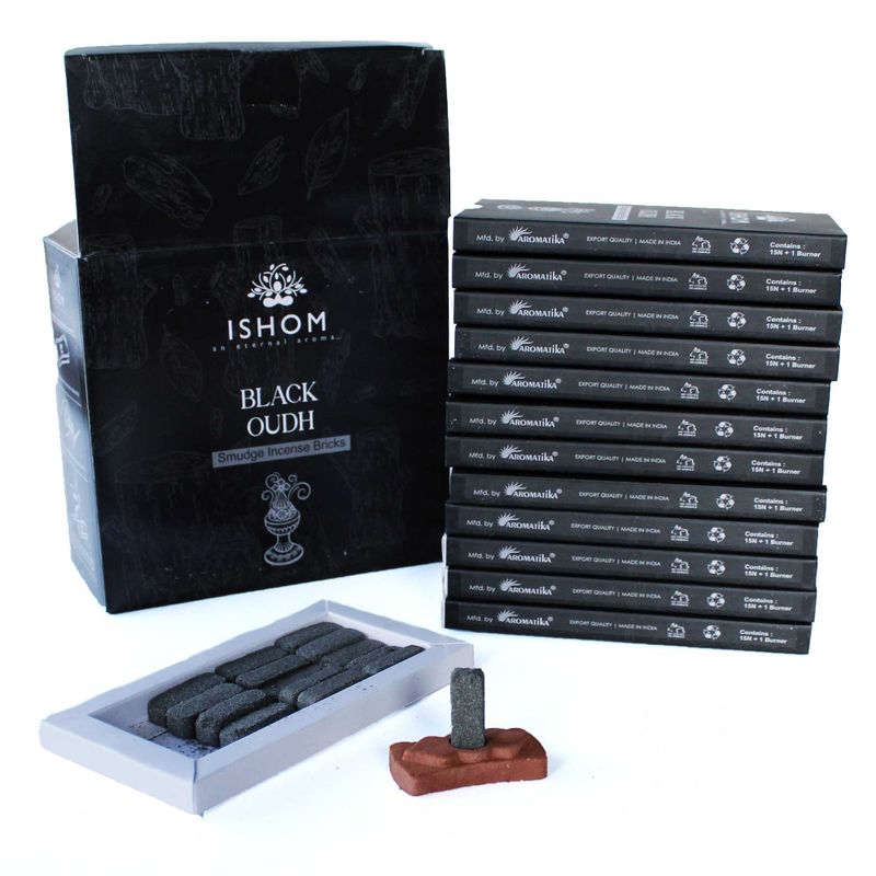 Set 15 Mattoncini di Incenso e Supporto - Oudh Nero