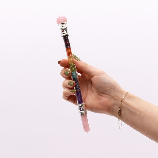 Bacchetta Curativa 7 chakra - Quarzo Rosa