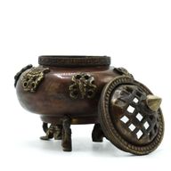 Brucia Incenso Tibetano in Ottone - Vaso con 6 Simboli