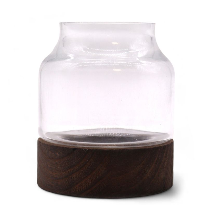 Terrario in Vetro Piccolo - Legno Tung Scuro 12x13cm