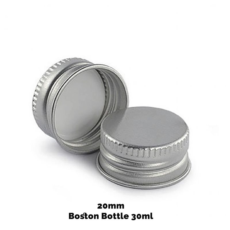 Tappi Alluminio 20mm per Bottiglie Boston Ambrate (30 e 60ml)