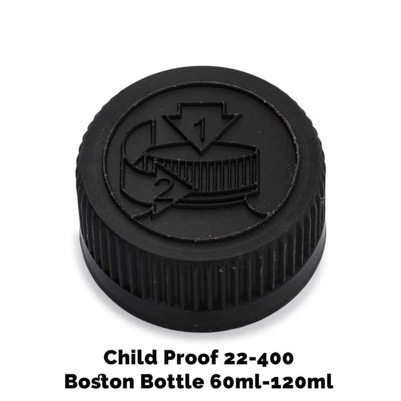 Tappi Plastica Nera Sicurezza Bambini 22mm per Bottiglie Boston Ambrate (120ml)