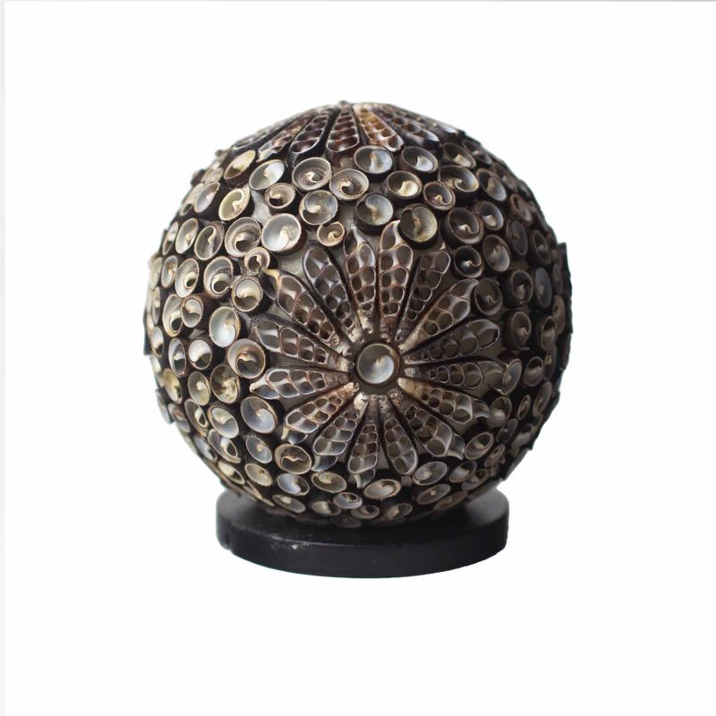 Lampada con Conchiglie 15cm - Sfera - Cioccolato
