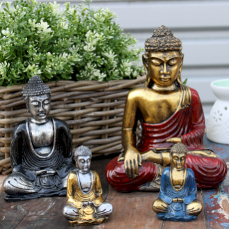 Buddha in Resina Dipinti a Mano