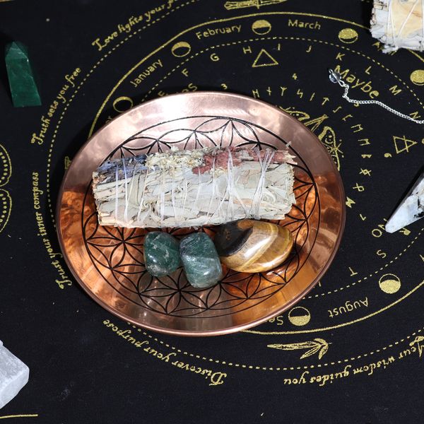 Piatto per Rituale in Rame / PIatto Smudge - Fiore della Vita