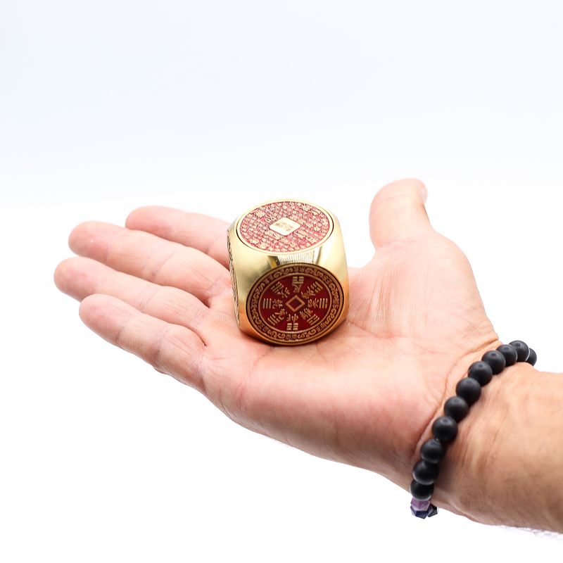 Feng Shui Fortuna – Cubo della Prosperità Rosso e Ottone – Piatto