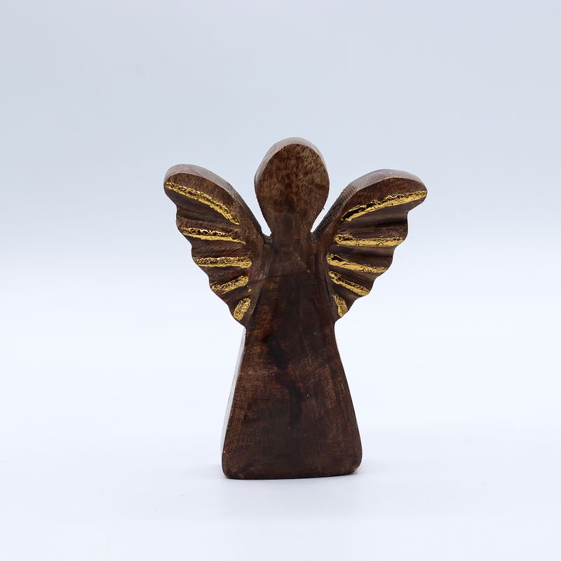 Angelo in Legno di Mango 12cm – Decorazione Dorata
