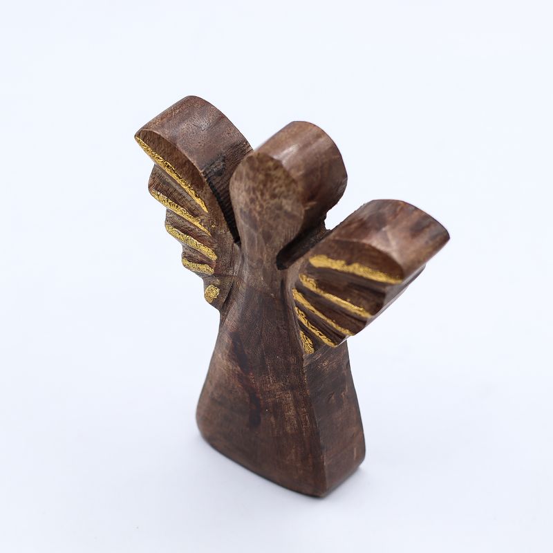 Angelo in Legno di Mango 12cm – Decorazione Dorata