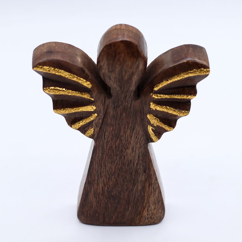 Angelo in Legno di Mango 16cm – Decorazione Dorata