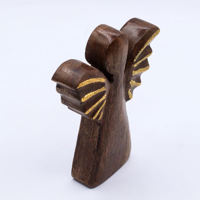 Angelo in Legno di Mango 16cm – Decorazione Dorata