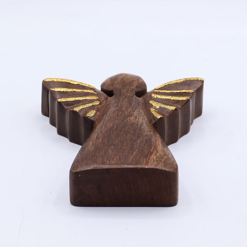 Angelo in Legno di Mango 16cm – Decorazione Dorata
